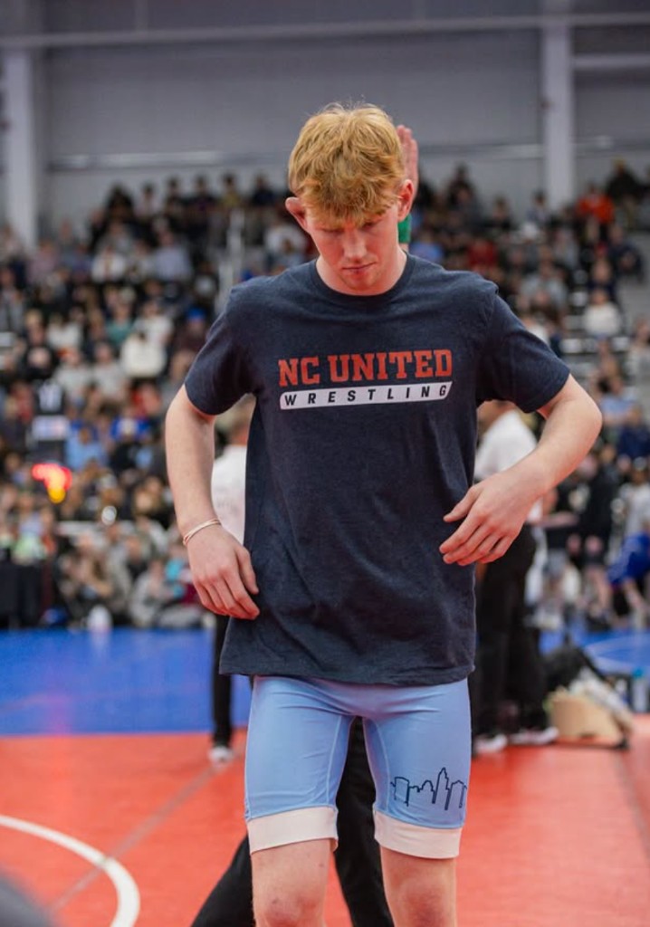 NC United wrestler between matches at NHSCA National Duals
