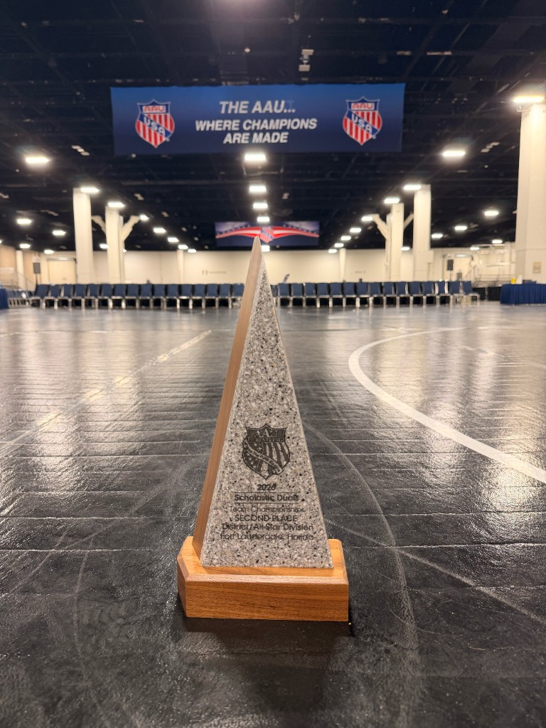 NC United AAU Scholastic Duals team trophy — 2nd Place Gold Pool
