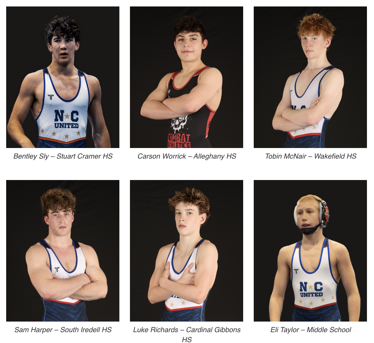 Six NC United athletes sponsored for the 2025 Elite Officials Wrestling Clinic