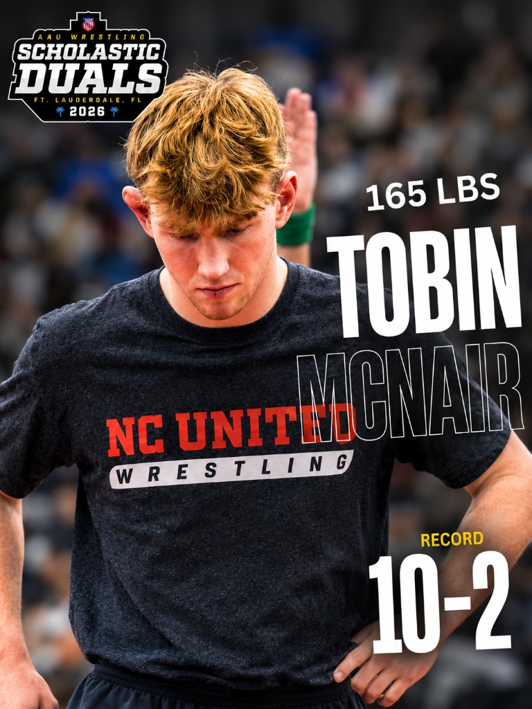 Tobin McNair, 165 lbs — AAU Scholastic Duals 2026 athlete card